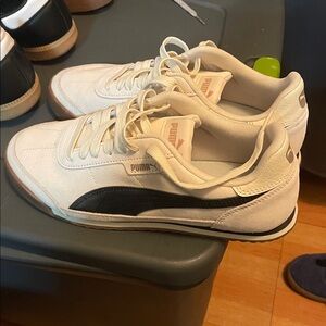 Puma Classic White and Black Trainers